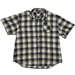 Ecko Unltd 5XB Gray Yellow Plaid Short Sleeve Button‑Up Shirt – Big & Tall